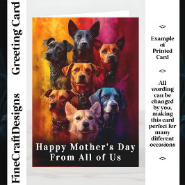 Cartão Muitos Cães Coloridos Fundo CT6 Mãe Personalizada