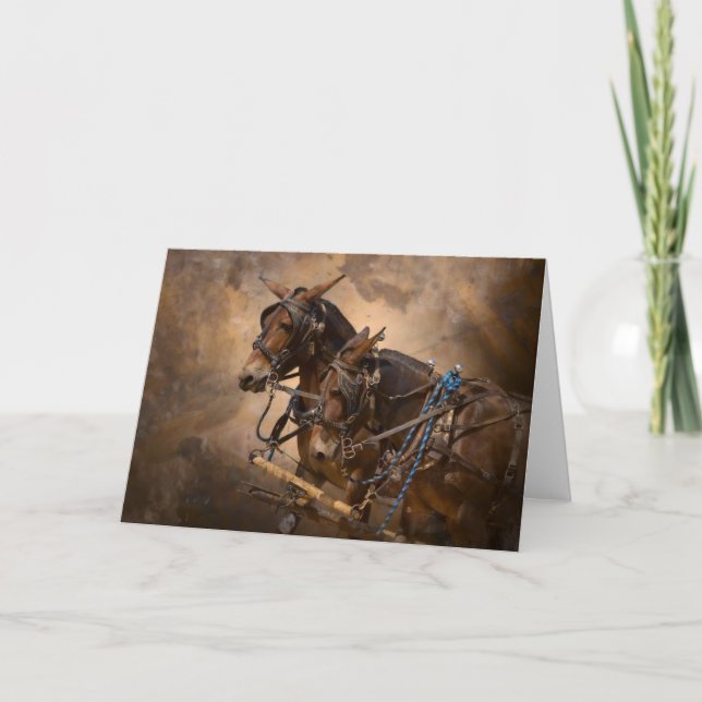Cartão Mules in Harness (Frente)
