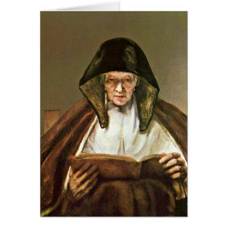 Cartão Mulher adulta da leitura por Rembrandt Van Rijn