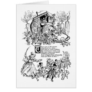 Cartão Mulher adulta em uma rima de berçário dos calçados