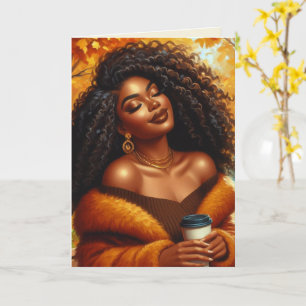Cartão Mulher Afro-Americana Chic no Dia de Ação de Graça