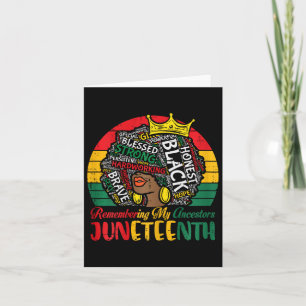 Cartão Mulher Afro Juneteenth Lembrando Ancestrais Menina