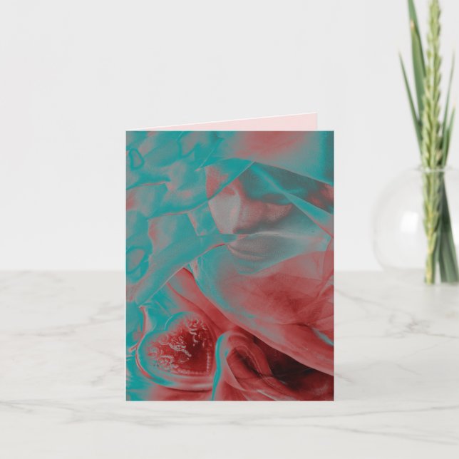 Cartão Mulher bonita & coração azul rosa vermelho Dia dos (Frente)