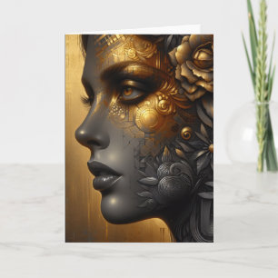 Cartão Mulher Bonita em Ouro   Em Branco