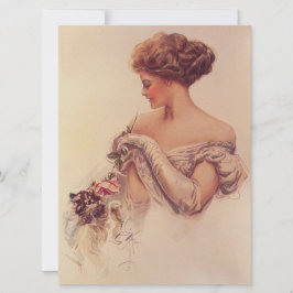 Cartão Mulher bonito segurando um gatinho