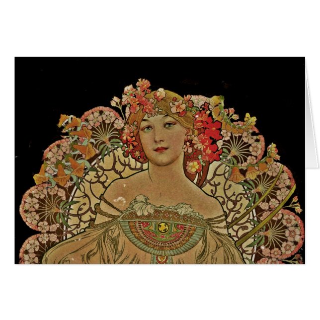 Cartão Mulher Champanhe de Preto (Frente Horizontal)