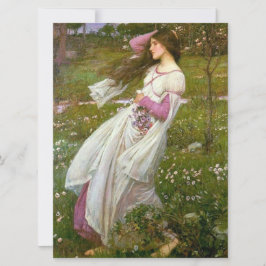 Cartão Mulher coletando flores no vento