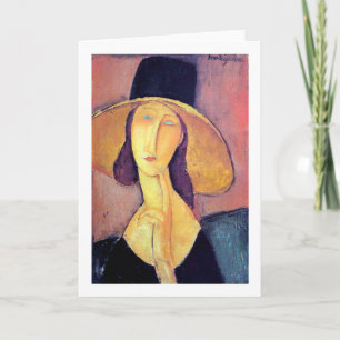 Cartão Mulher com chapéu grande, Modigliani