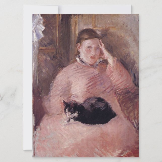 Cartão Mulher com gato (de Edouard Manet) (Frente)