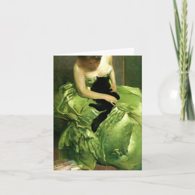 Cartão Mulher com Gato Negro (Frente)