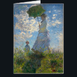 Cartão Mulher com Parasol - Madame Monet e seu filho<br><div class="desc">Mulher com Parasol, Madame Monet e seu filho. Esta mulher com um guarda-chuva pintado contra a luz e de baixo é Camille, a esposa de Monet, e o filho Jean. Claude Monet (1840 - 1926) foi fundador da pintura impressionista francesa e o mais consistente e prolífico praticante da filosofia do...</div>
