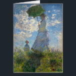 Cartão Mulher com Parasol - Madame Monet e seu filho<br><div class="desc">Mulher com Parasol, Madame Monet e seu filho. Esta mulher com um guarda-chuva pintado contra a luz e de baixo é Camille, a esposa de Monet, e o filho Jean. Claude Monet (1840 - 1926) foi fundador da pintura impressionista francesa e o mais consistente e prolífico praticante da filosofia do...</div>