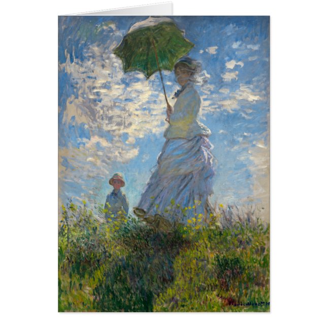 Cartão Mulher com Parasol - Madame Monet e seu filho (Frente)