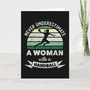 Cartão Mulher com presentes de esportes engraçados de han