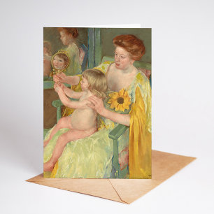 Cartão Mulher com um Girassol   Mary Cassatt