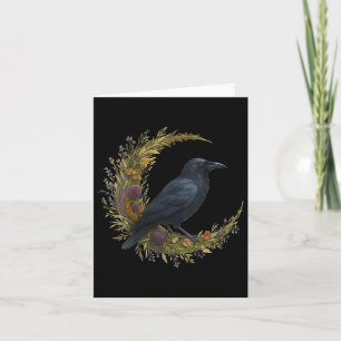 Cartão Mulher Cottagecore Halloween Crow Witchy Floral Mo