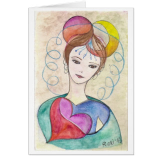 Cartão Mulher criativa - impressão de minha ilustração