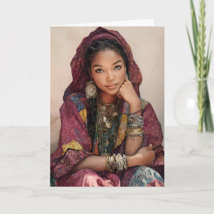 Cartão Mulher das Comores - Retrato Étnico de Mulher Afri