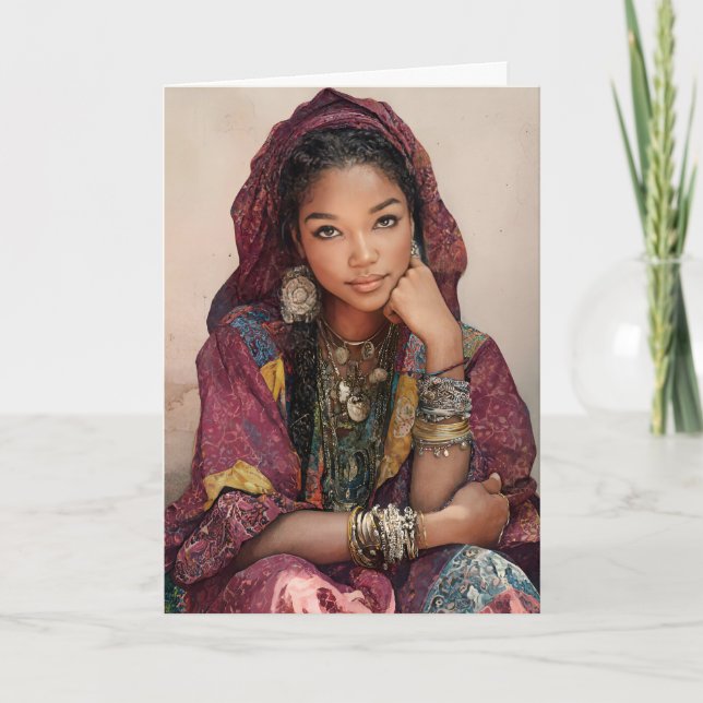 Cartão Mulher das Comores - Retrato Étnico de Mulher Afri (Frente)