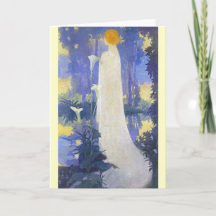 Cartão Mulher de Arte Nouveau com Calla Lily