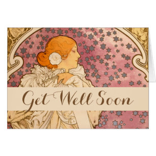 Cartão Mulher de Beleza Art Nouveau Mucha