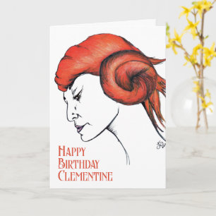 Cartão Mulher de Cabelo Laranja Tangerina Retrato Pop Art