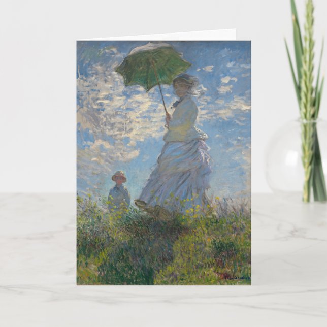 Cartão Mulher de Claude Monet com Parasol (The Stroll) (Frente)