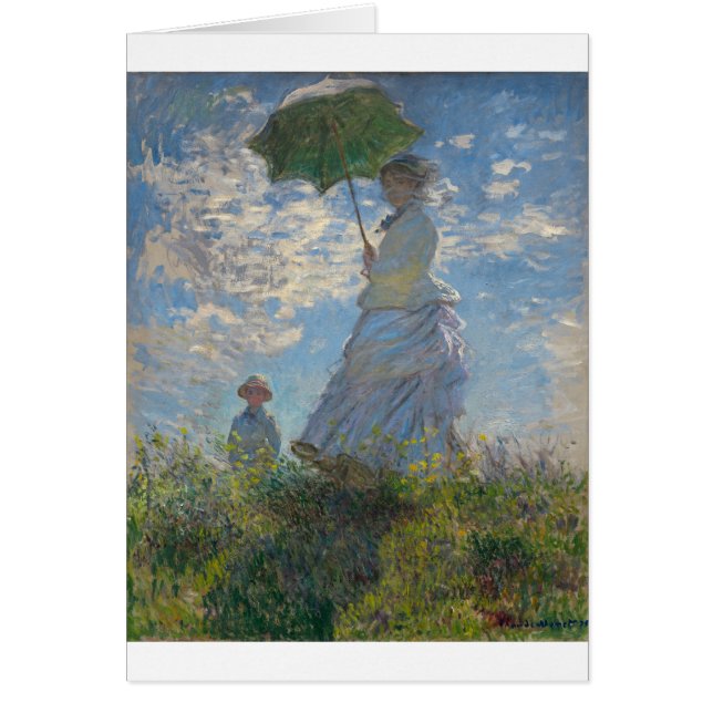 Cartão Mulher de Claude Monet com um parasol 1875 (Frente)