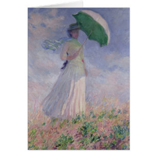 Cartão Mulher de Claude Monet   com um parasol girado