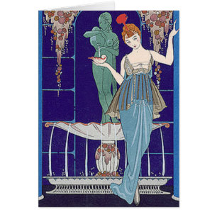 Cartão Mulher de Deco no azul