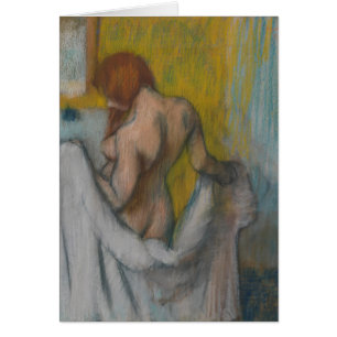 Cartão Mulher de Edgar Degas com uma toalha