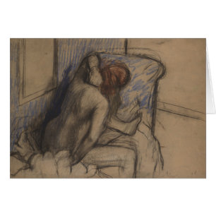 Cartão Mulher de Edgar Degas que seca seu cabelo