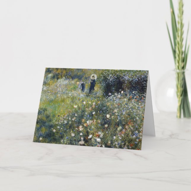 Cartão Mulher de Parasol em Jardim por Auguste Renoir (Frente)