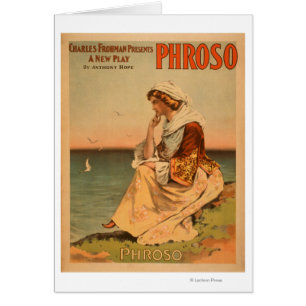 Cartão Mulher de Phroso no poster teatral da praia