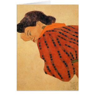 Cartão Mulher de reclinação de Egon Schiele- com blusa