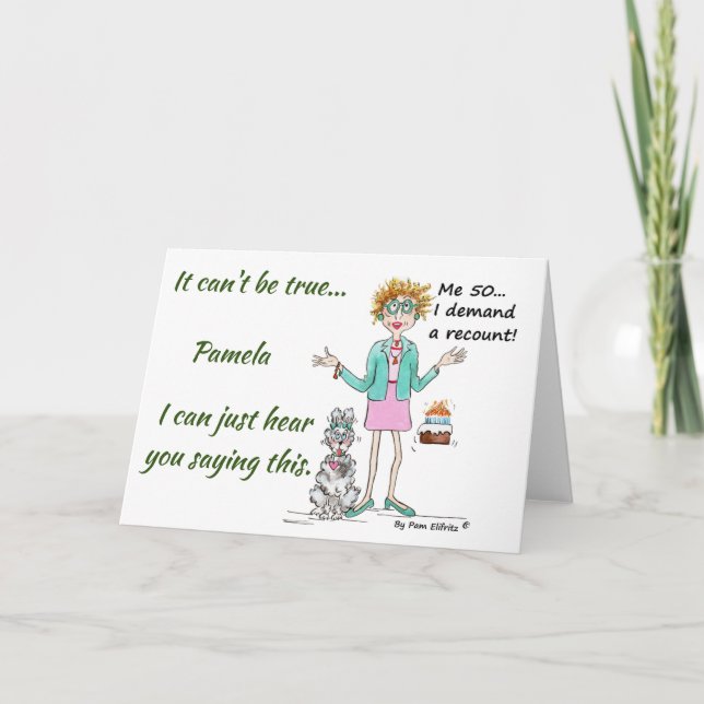 Cartão Mulher desenhada por aquarela com atitude (Frente)