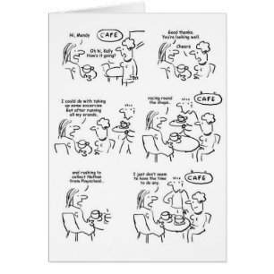 Cartão Mulher diz amizade que não tem tempo para se exerc