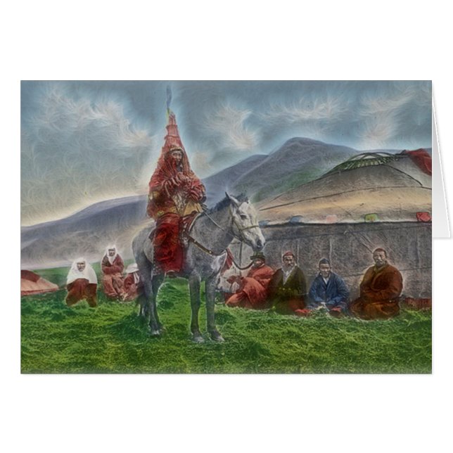 Cartão Mulher do Cazaquistão (Frente Horizontal)