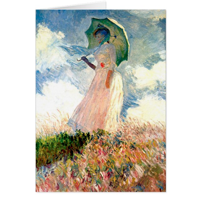Cartão Mulher do Monet Ocasião com Parasol (Frente)