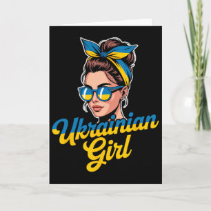 Cartão Mulher em Estilo Retro da Ucrânia Gráfico Orgulho