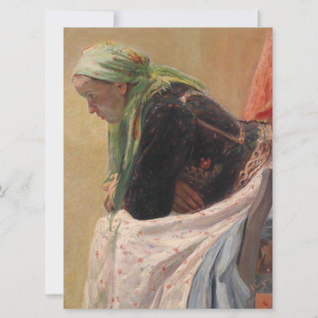 Cartão Mulher em Profundo Pensamento (por Oleksa Novakivs (Frente)