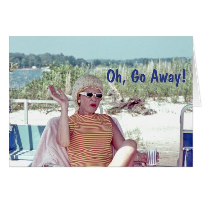 Cartão Mulher em Rollers de Cabelo, Oh, Saia Humoricament (Frente Horizontal)