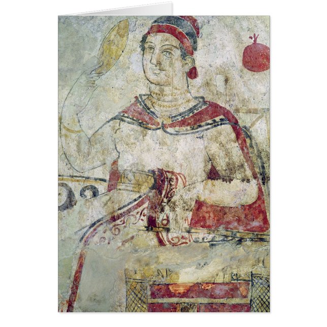 Cartão Mulher em seu toalete, detalhe de um funerário (Frente)