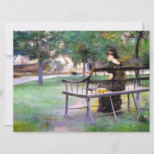 Cartão Mulher em um Bench (por Edwin Austin Abbey)