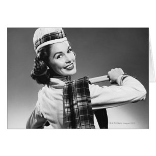 Cartão Mulher em um boné