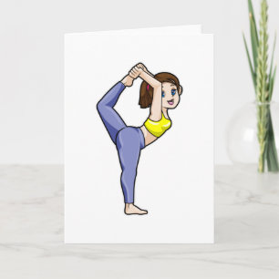 Cartão Mulher em Yoga alongando as pernas