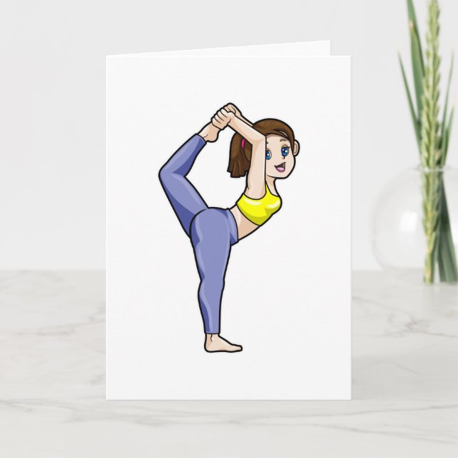 Cartão Mulher em Yoga Estreando as Pernas (Frente)