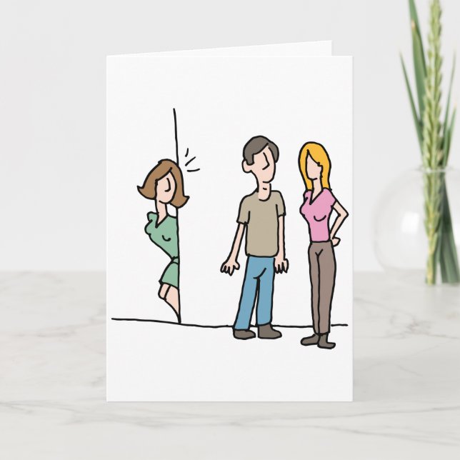 Cartão Mulher espionando namorado (Frente)