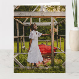 Cartão mulher estética retrato de saudação dobrada