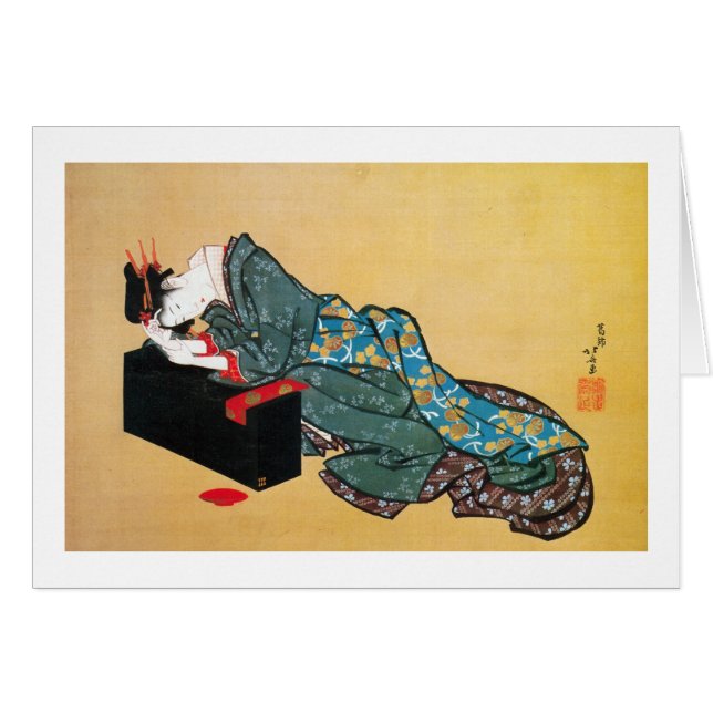 Cartão Mulher Geisha Japonesa, Hokusai, Ukiyo-e (Frente Horizontal)